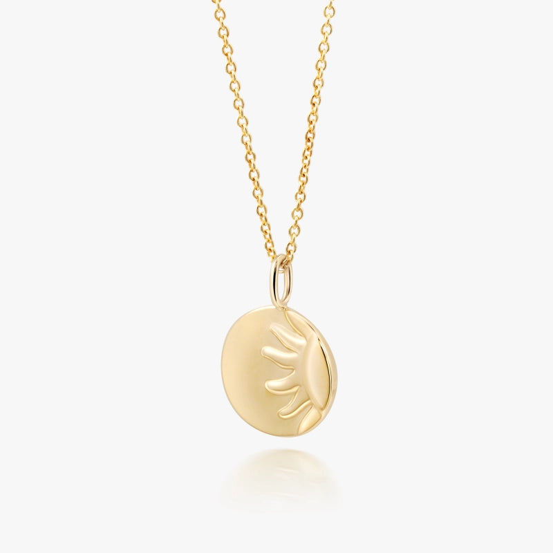 Solar Seal 14K Solid Gold Necklace - YE-UX