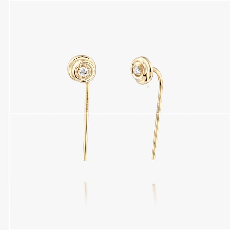 Rose 14K Solid Gold Threader Earring - YE-UX