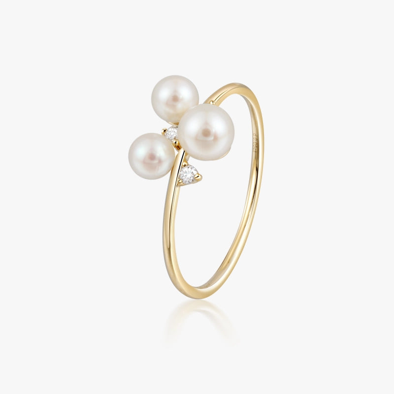 Ellianna 14K Solid Gold  Pearl and Diamond Ring - YE-UX