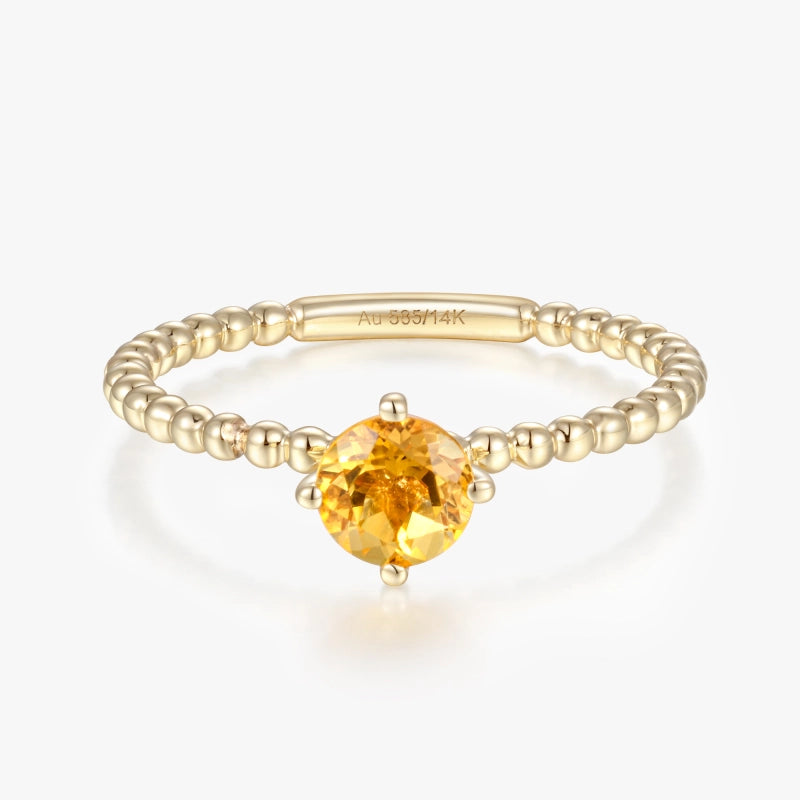 Gisele 14K Solid Gold Solitaire Citrine Ring - YE-UX