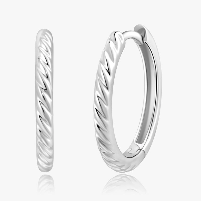 Harper 14K white gold Huggie Hoop 12 mm - YE-UX