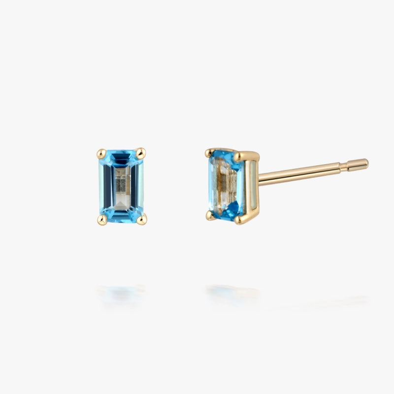 Louise 14K Solid Gold Blue Topaz Stud - YE-UX