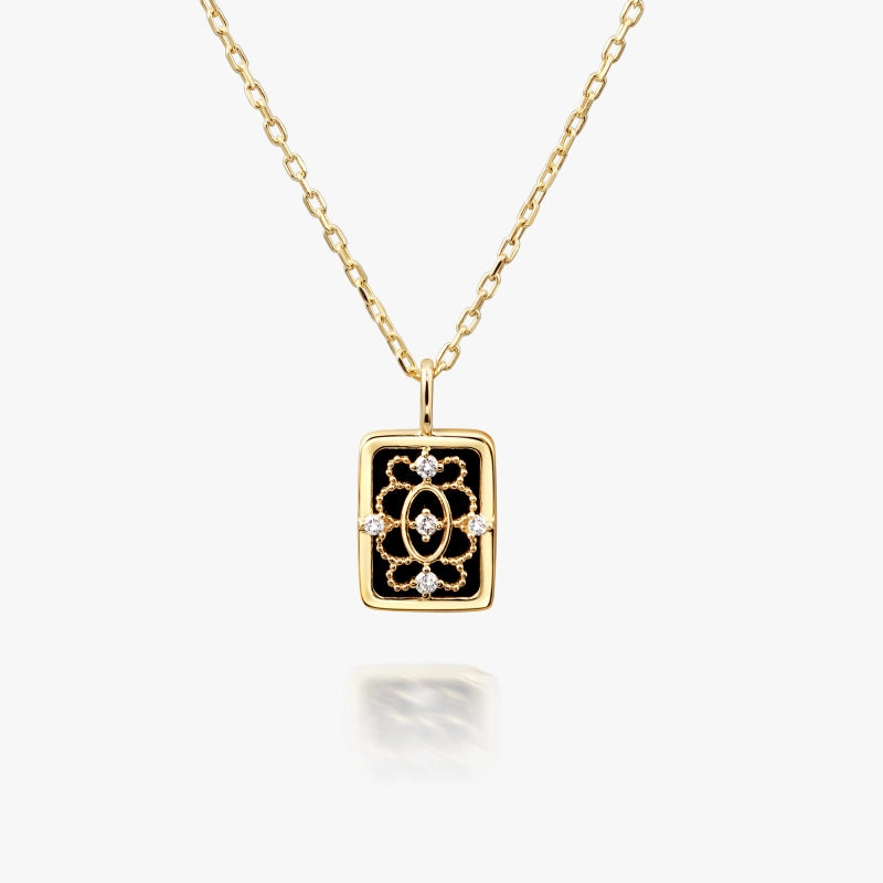 Quinn 14K Solid Gold Lace with Diamond Necklace - YE-UX