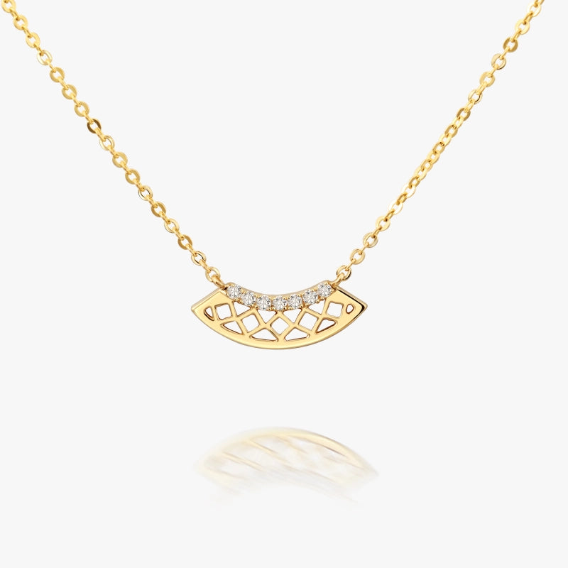 Oriental 14K Solid Gold Diamond Necklace - YE-UX