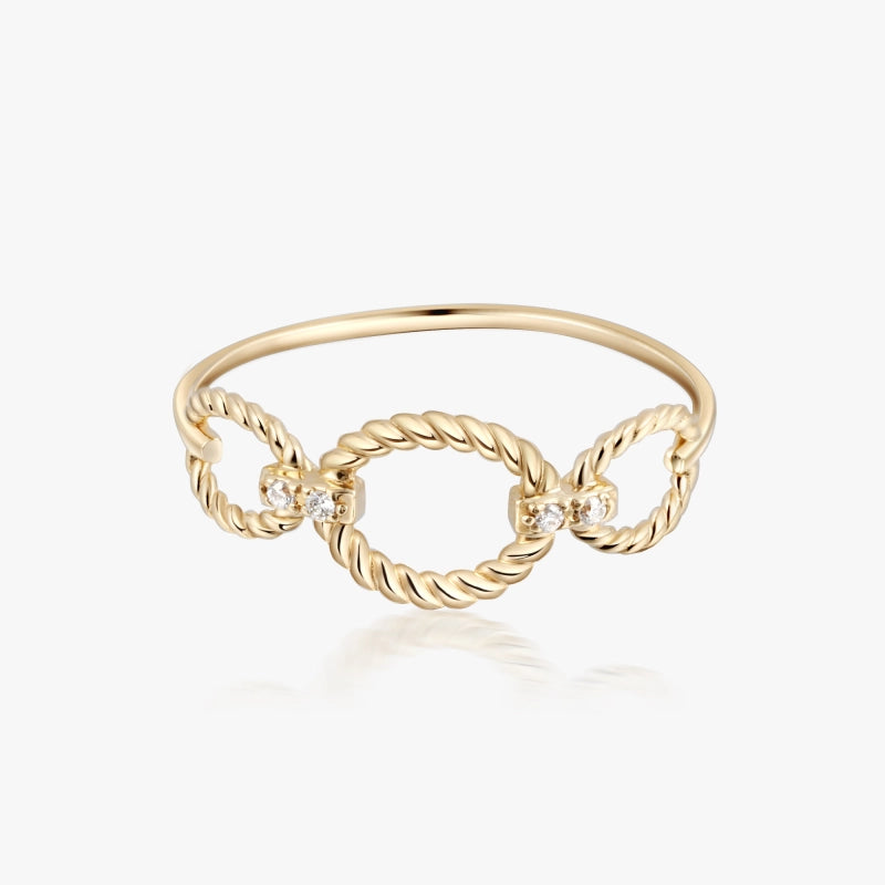 Sasha 14K Solid Gold Triple Hoop Ring - YE-UX