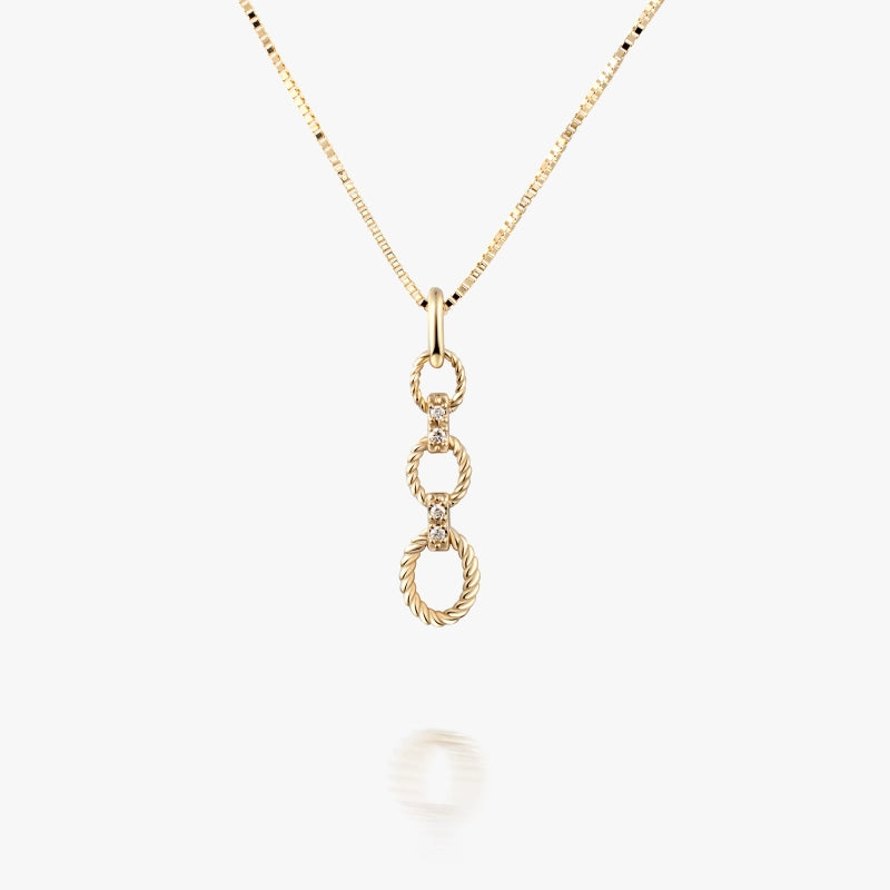 Freya 14K Solid Gold Triple Hoop Necklace - YE-UX