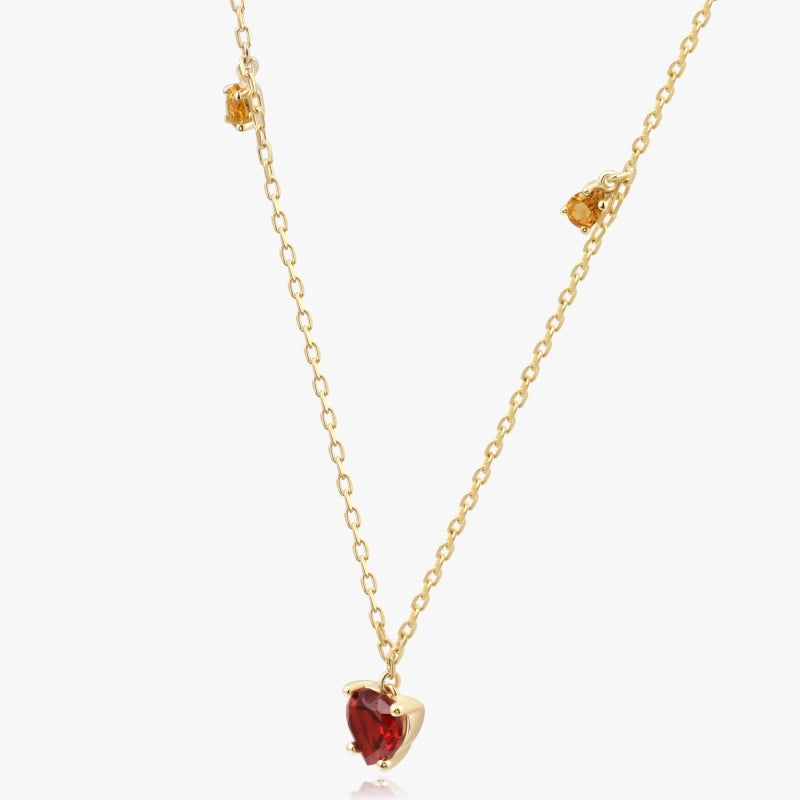 Rouge 14K Solid Gold Garnet and Citrine Necklace - YE-UX