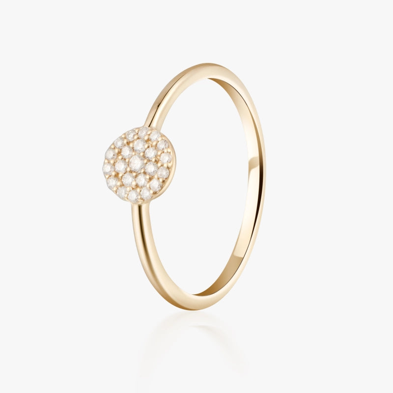 Pave 14K Solid Gold Diamond Signet Ring - YE-UX