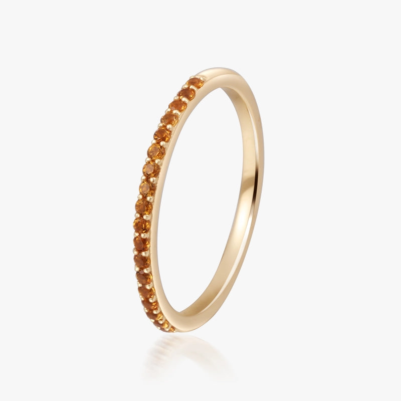 Dayana 14K Solid Gold Citrine Band Ring - YE-UX
