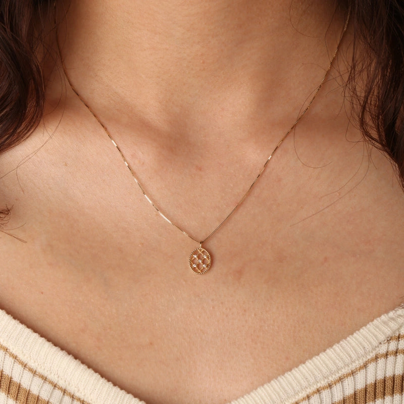 Dreamcatcher 14K Solid Gold Diamond Necklace - YE-UX