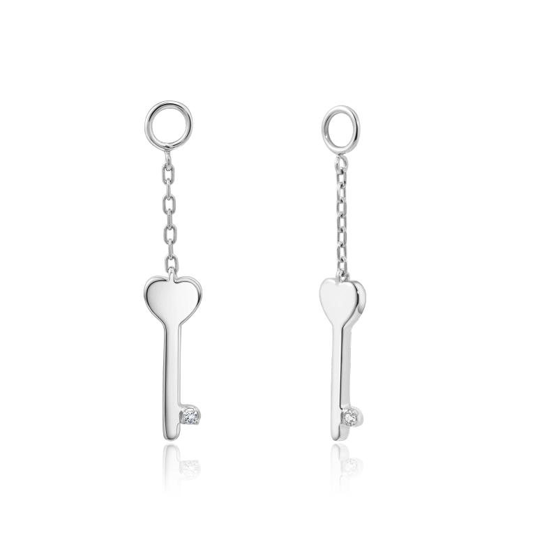 La Clé 14KW Solid Gold Diamond Earring Charms - YE-UX