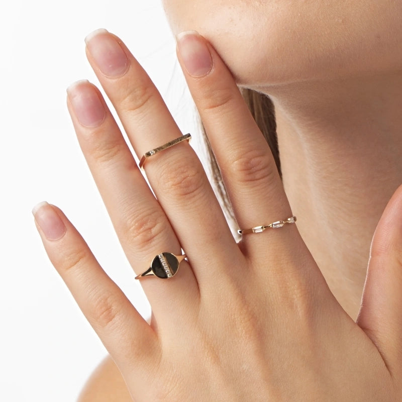 Morgan 14K Solid Gold Diamond Bar Ring - YE-UX