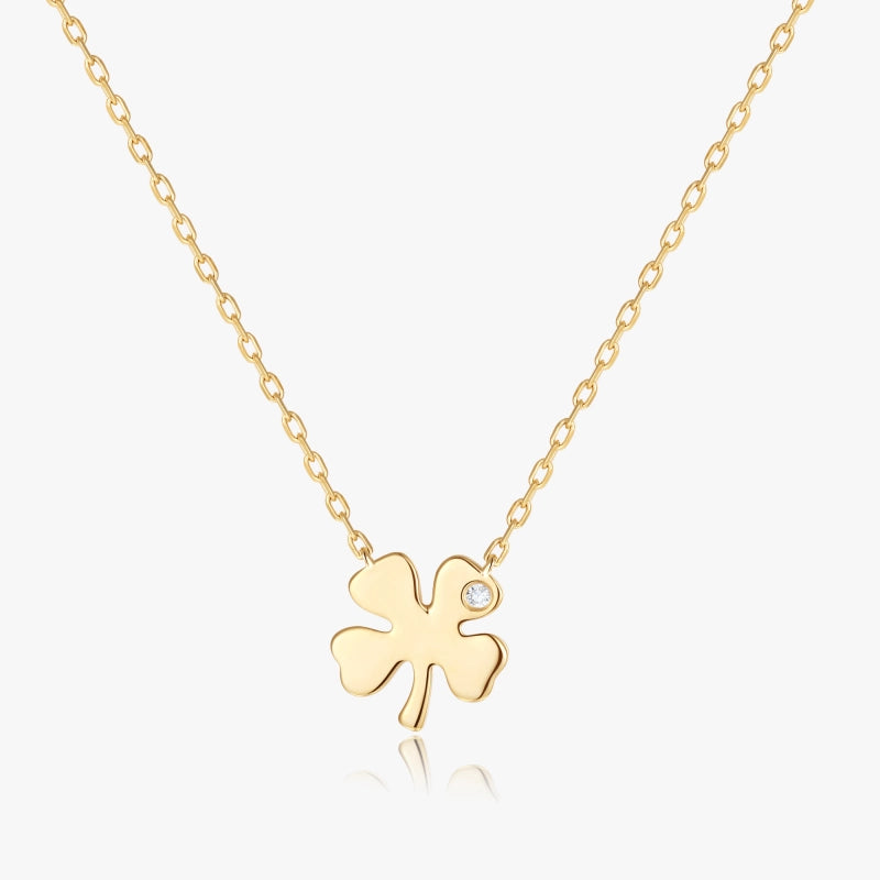 Clover 14K Solid Gold Diamond Necklace - YE-UX