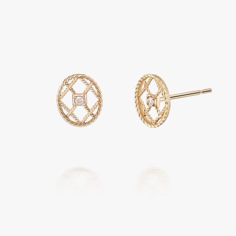 Dreamcatcher 14K Solid Gold Diamond Stud - YE-UX