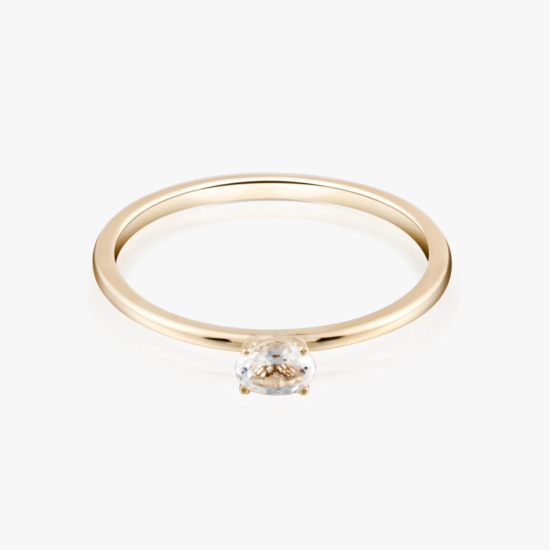 Caroline 14K Solid Gold Solitaire Topaz Ring - YE-UX