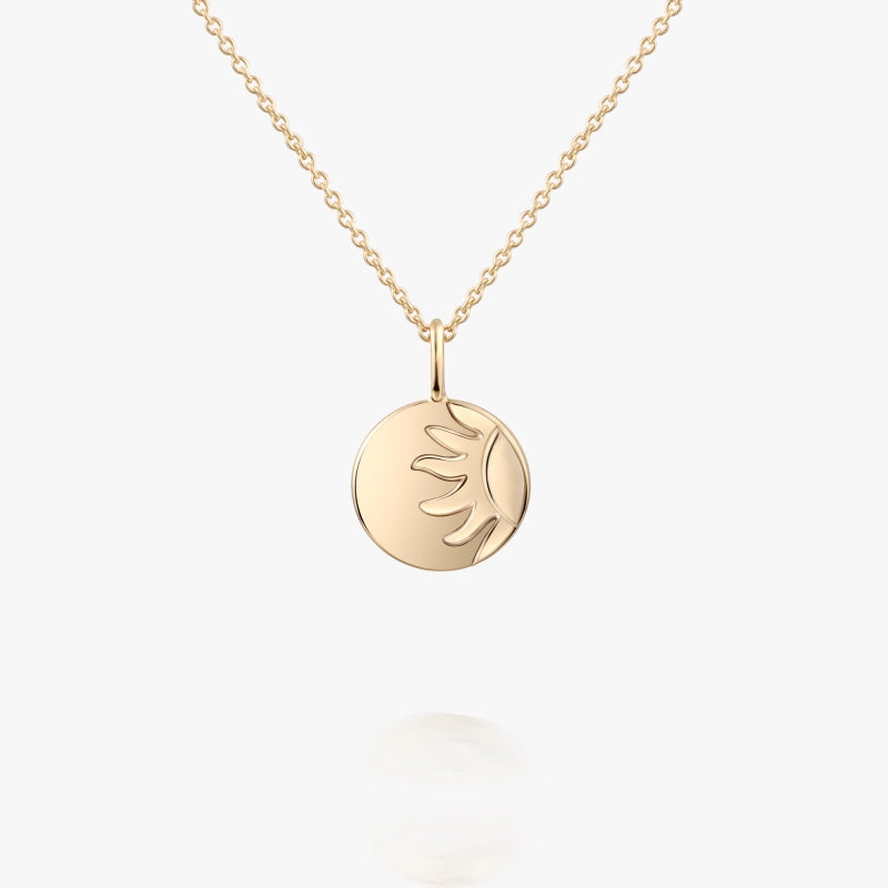 Solar Seal 14K Solid Gold Necklace - YE-UX