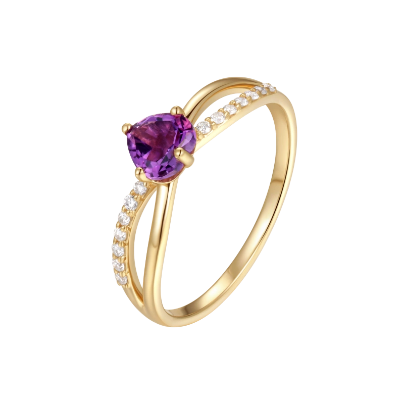 Greta 14K Solid Gold Amethyst Ring - YE-UX