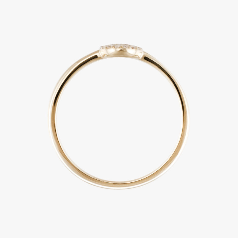 Pave 14K Solid Gold Diamond Signet Ring - YE-UX