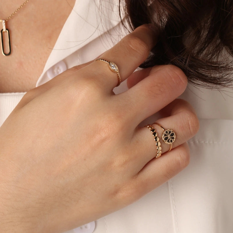 Keilani 14K Solid Gold Onyx Signet Ring - YE-UX