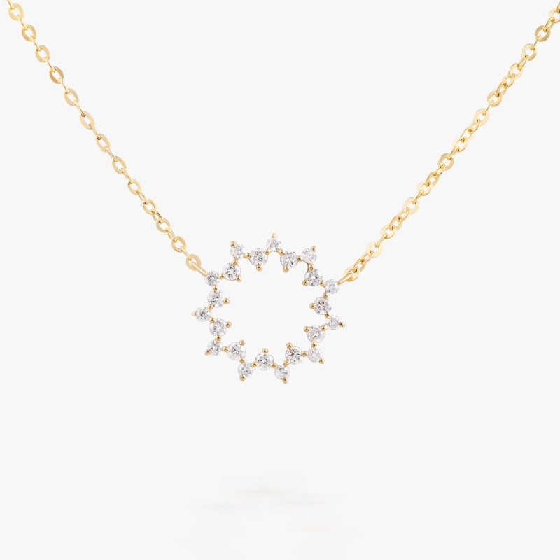 Samara 14K Solid Gold Diamond Hoop Necklace - YE-UX