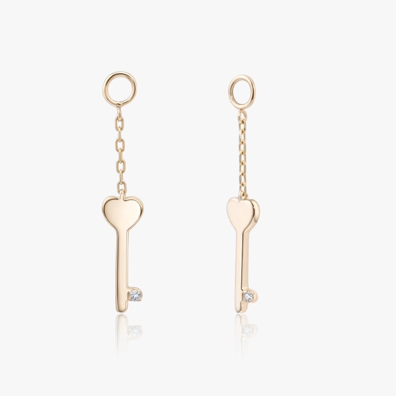 La Clé 14KY Solid Gold Diamond Earring Charms - YE-UX