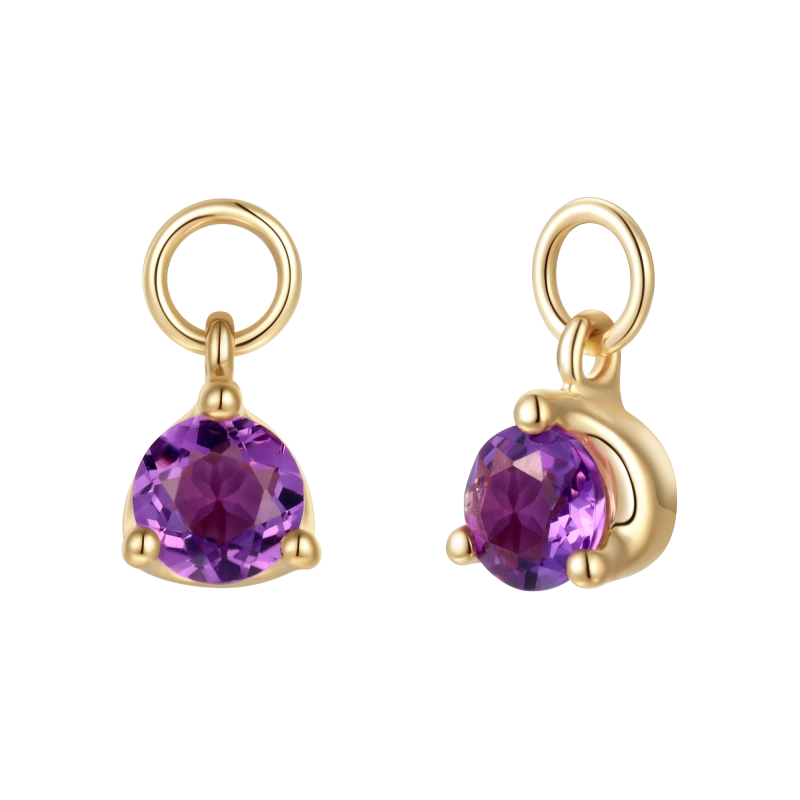Violette 14K Solid Gold Amethyst Earring Charms - YE-UX