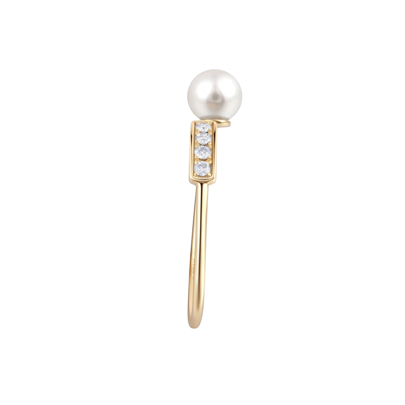 Jazmine 14K Solid Gold Pearl and Diamond Ring - YE-UX