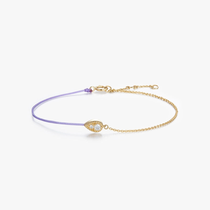 Lavender 14K Solid Gold Diamond Cord Bracelet - YE-UX