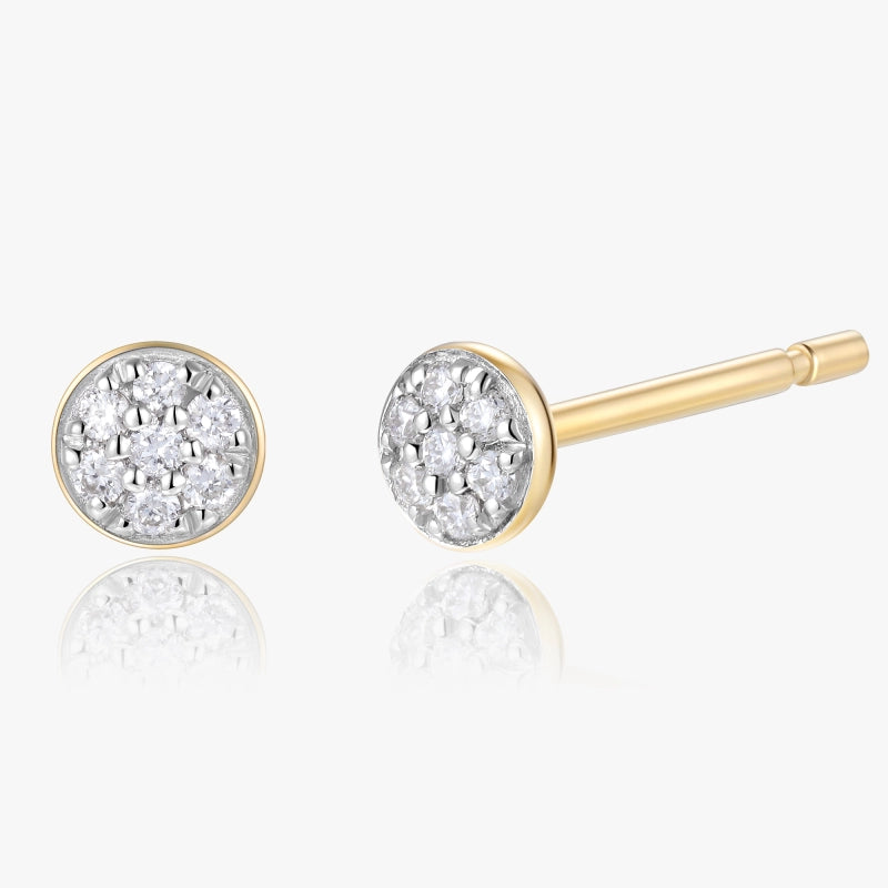 Bijou 14K Solid Gold Diamond Round Stud - YE-UX