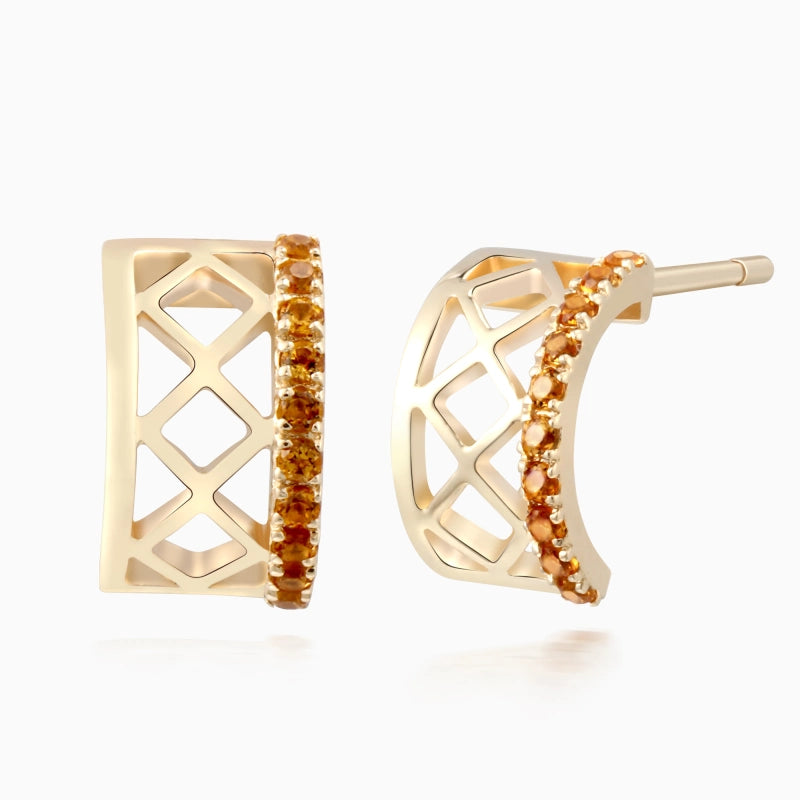 Odette 14k Solid Gold Citrine Huggie Earring - YE-UX