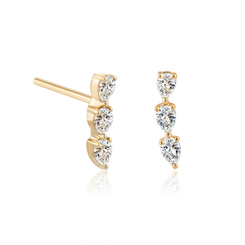 Melanie 14K Solid Gold White Topaz Stud - YE-UX