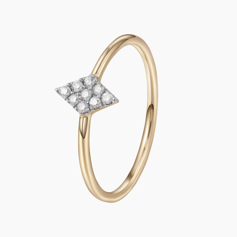 Rhombus 14KW Solid Gold Diamond Ring - YE-UX