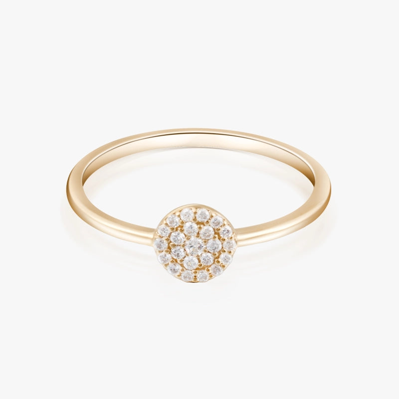 Pave 14K Solid Gold Diamond Signet Ring - YE-UX