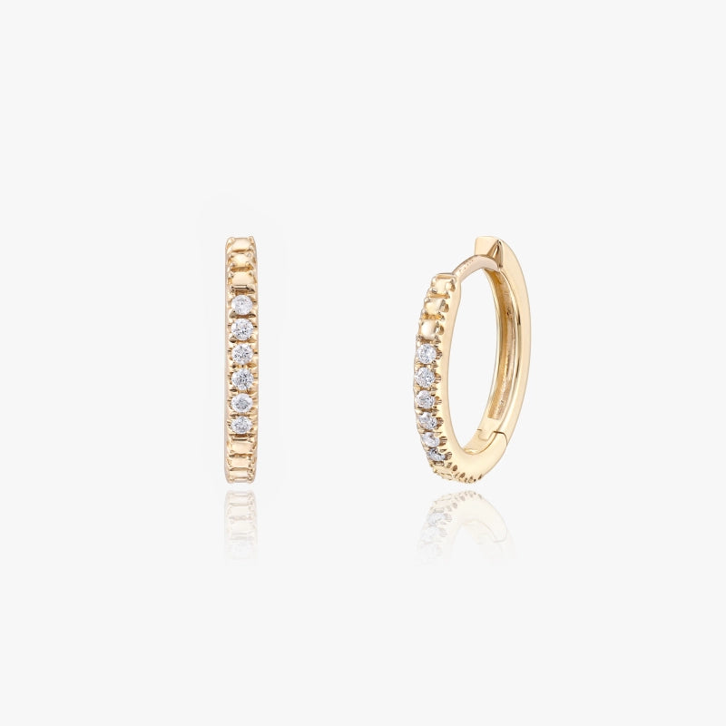 Jennie 14KY Solid Gold Diamond Huggie Hoop 10 mm - YE-UX