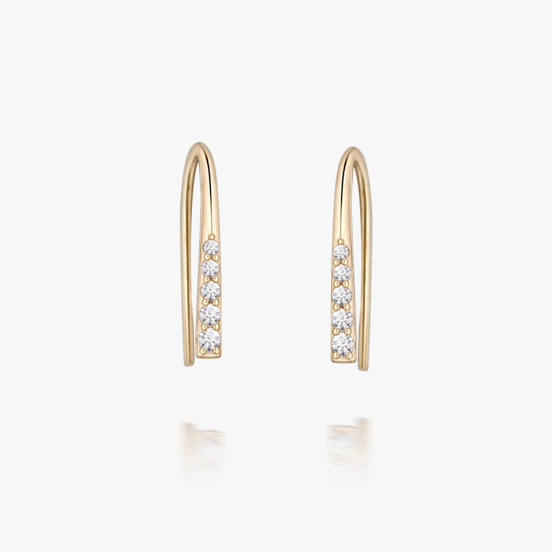 Lumière 14K Solid Gold Diamond Threader Earring - YE-UX