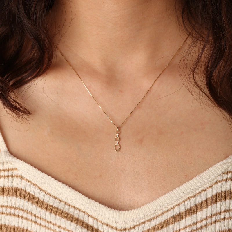 Freya 14K Solid Gold Triple Hoop Necklace - YE-UX