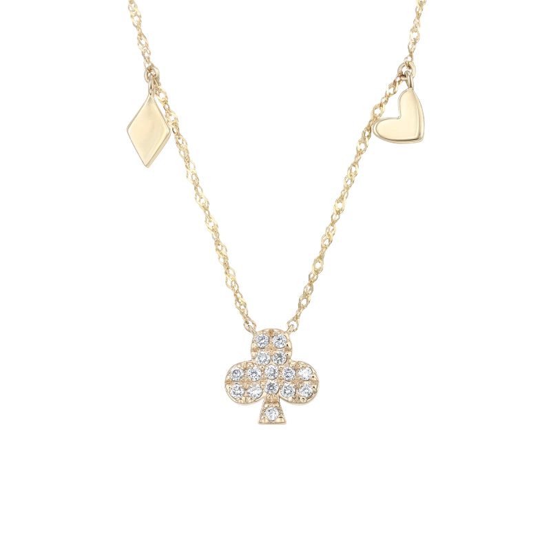 Poker Club 14K Solid Gold Diamond Necklace - YE-UX