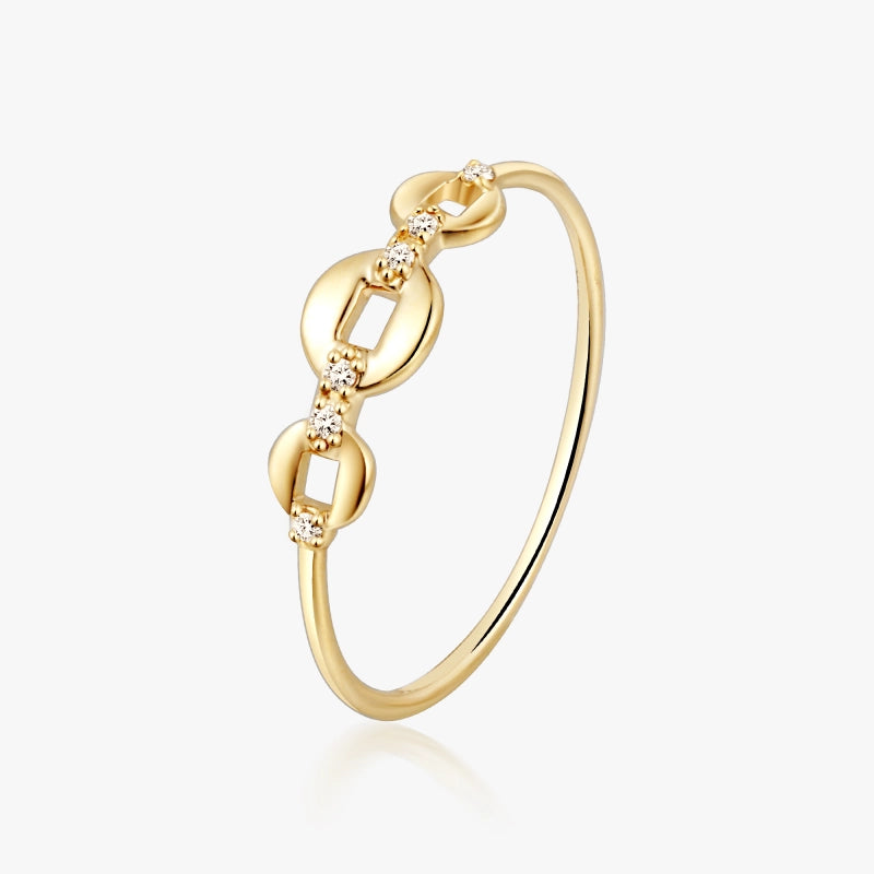 Taytum 14KSolid Gold Diamond Chain Ring - YE-UX