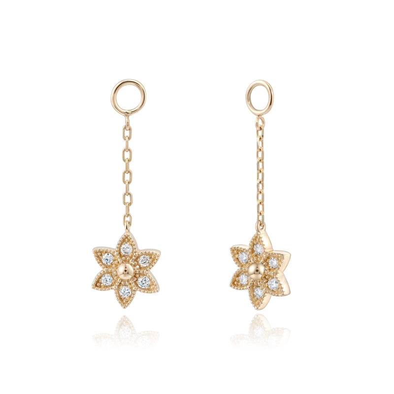 Hexagram 14KY Solid Gold Diamond Earring Charms - YE-UX