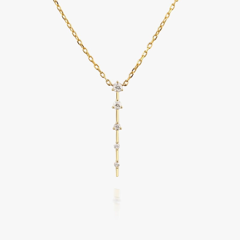 Willa 14K Solid Gold Vertical Diamond Necklace - YE-UX